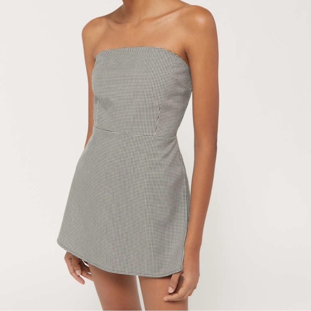 Urban Outfitters Gingham Strapless Romper Skort - Size Small
